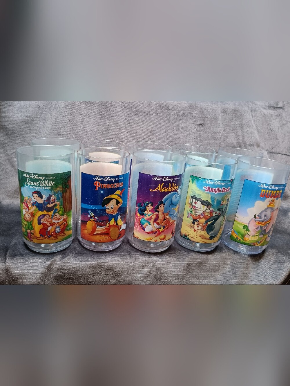 Collectible Disney Cups. Four X2  Aladin, Pinocchio, Snow White, And Jungle Book